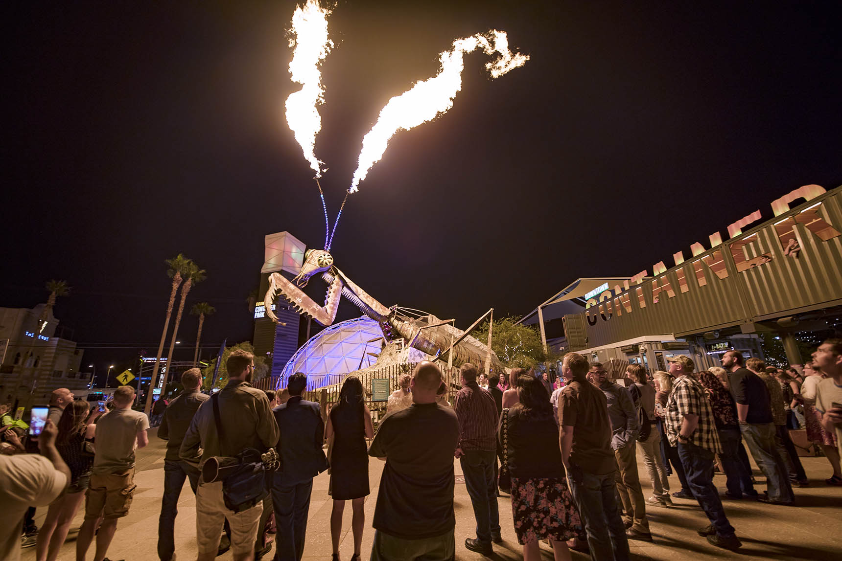 Downtown Container Park's fire‑breathing mantis photo 2