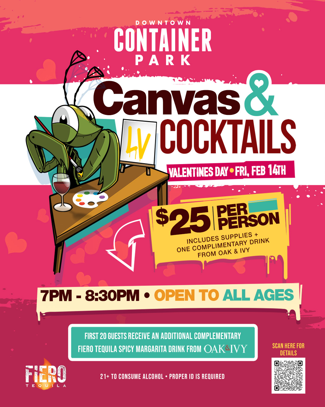 VALENTINES DAY CANVAS & COCKTAILS SIP & PAINT - Downtown Container Park